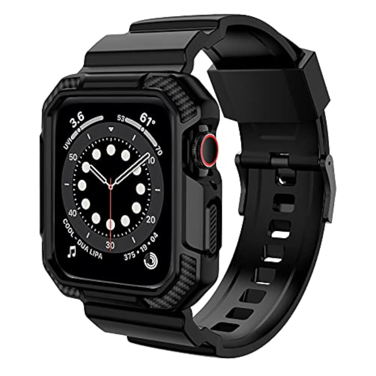 Compatible With Apple Watch Band 45Mm/44Mm/42Mm With Case, Shockproof Rugged Band Strap For Iwatch Se2 Se Series 9/8/7/6/5/4/3/2/1 With Bumper Case Cover Men Women, Matte Black