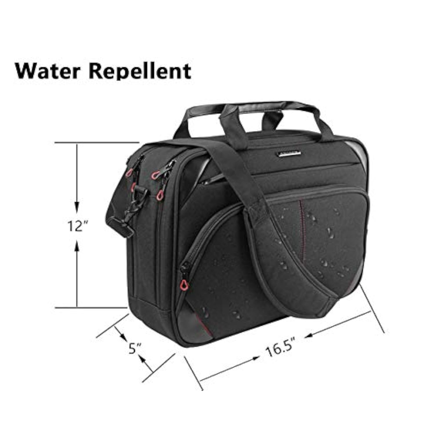 Laptop Bag 15.6 Inch Laptop Briefcase Laptop Messenger Bag Water Repellent Computer Case Laptop Shoulder Bag Durable Tablet Sleeve With Rfid Pockets For Business/College/Women/Menblack/Red