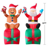 2 Packs 6Ft Christmas Inflatable Santa And Gingerbread Man On Gift Box Christmas Blow Up Decor For Outdor/Home/Lawn/Yard