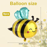 9 Pcs Bee Balloons Yellow Black Smile Polyester Honey Balloon Arch Kit Party Decor