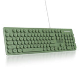Typewriter Keyboard 104-Key Punk Gaming Retro Keyboard Led Ice Blue Backlit Cute Keyboards With Wired Usb Suitable For Pc/Win/Mac/Laptop Computer Keyboard(Dark Green)