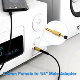 3.5Mm To 1/4" Trs Adapter Set, Audio Converter For Electric Guitar/Keyboard/Mixer/Amp Amplifier/Bass/Headphone/Headset, 6.35Mm To 1/8" Balanced Jack Connector For Laptop/Tablet/Pc