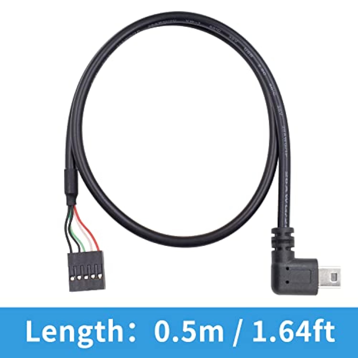 Mini Usb To Motherboard Cable, Usb Header To Mini Usb, 90 Degree Left Angled M