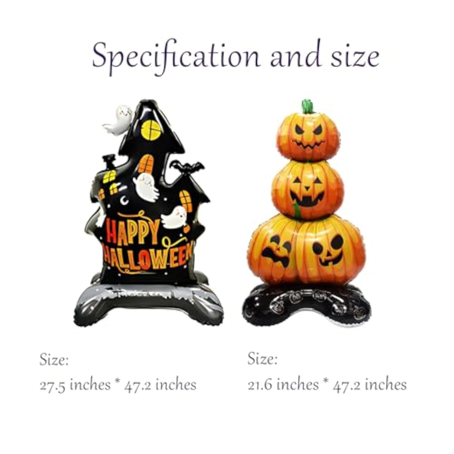 2Pc Giant Halloween Foil Balloons – Pumpkin Castle & Spooky Ghost Decorations