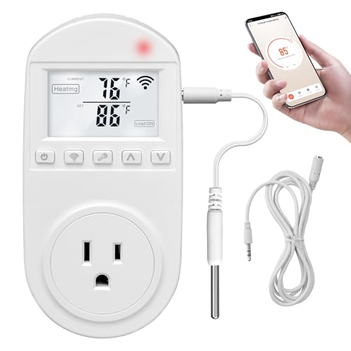 New Generation! Smart Wifi Temperature Control Outlet Compatible With Alexa Google Assistant, Perfect For Households Greenhouses Reptile Enclosures Incubators, 110V/16A