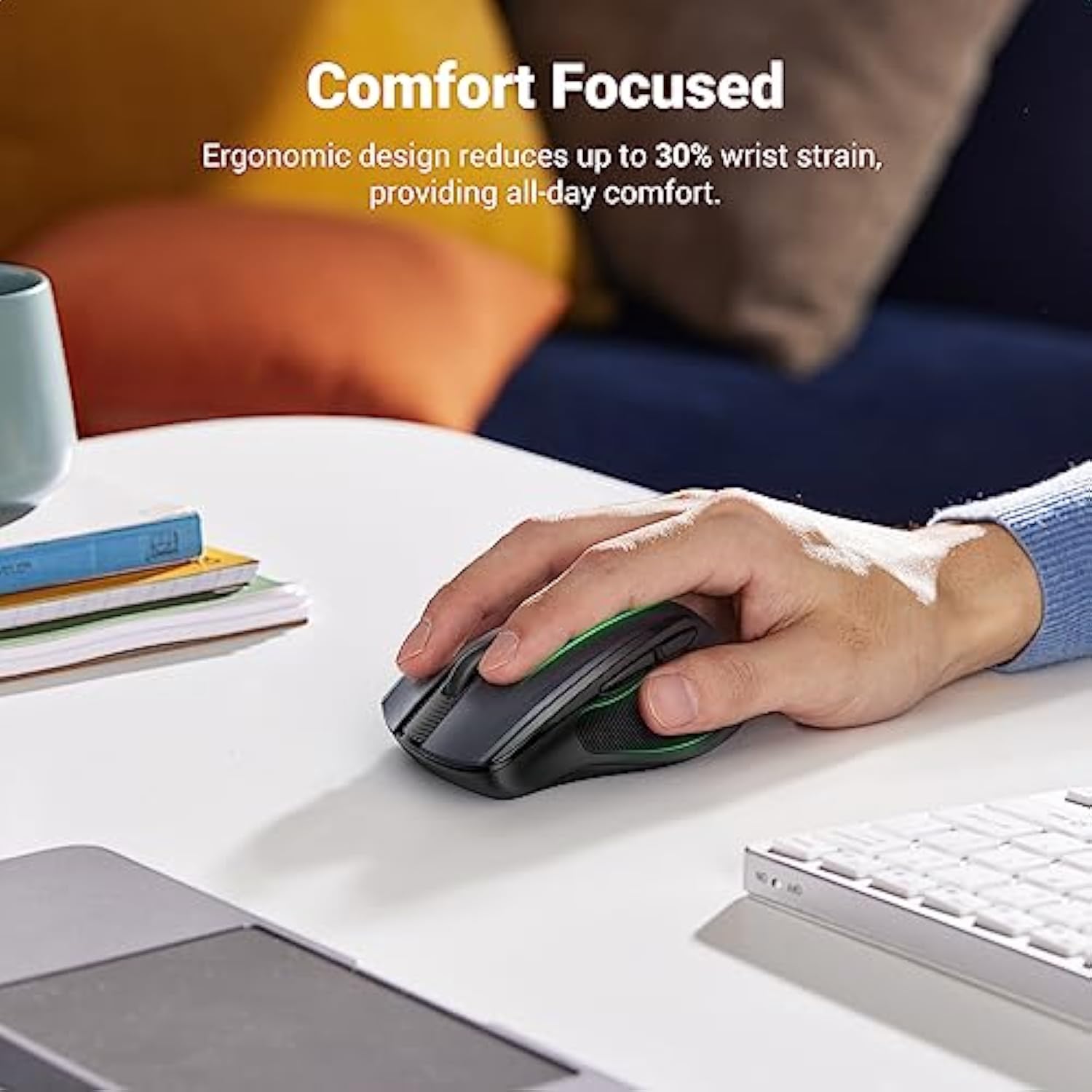 UGREEN Wireless Mouse 2.4G with USB Receiver, 5-Level 4000 DPI 6 Buttons,18 Months Battery Life Cordless Mouse, Ergonomic Computer Mice for Laptop, Computer, PC, MacBook, Chromebook Black