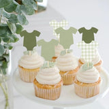 Green Bodysuit Cake Topper Gingham Baby Shower Decoration Girl Boy/Girl Theme