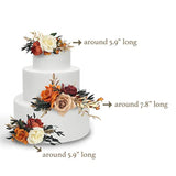 3Pcs Pre-Made Cake Topper Cake Decorating Flowers For Cake Decor Boho Burnt Orange Fall Cake Flowers For Wedding Baptism Birthday Party Bridal Baby Shower