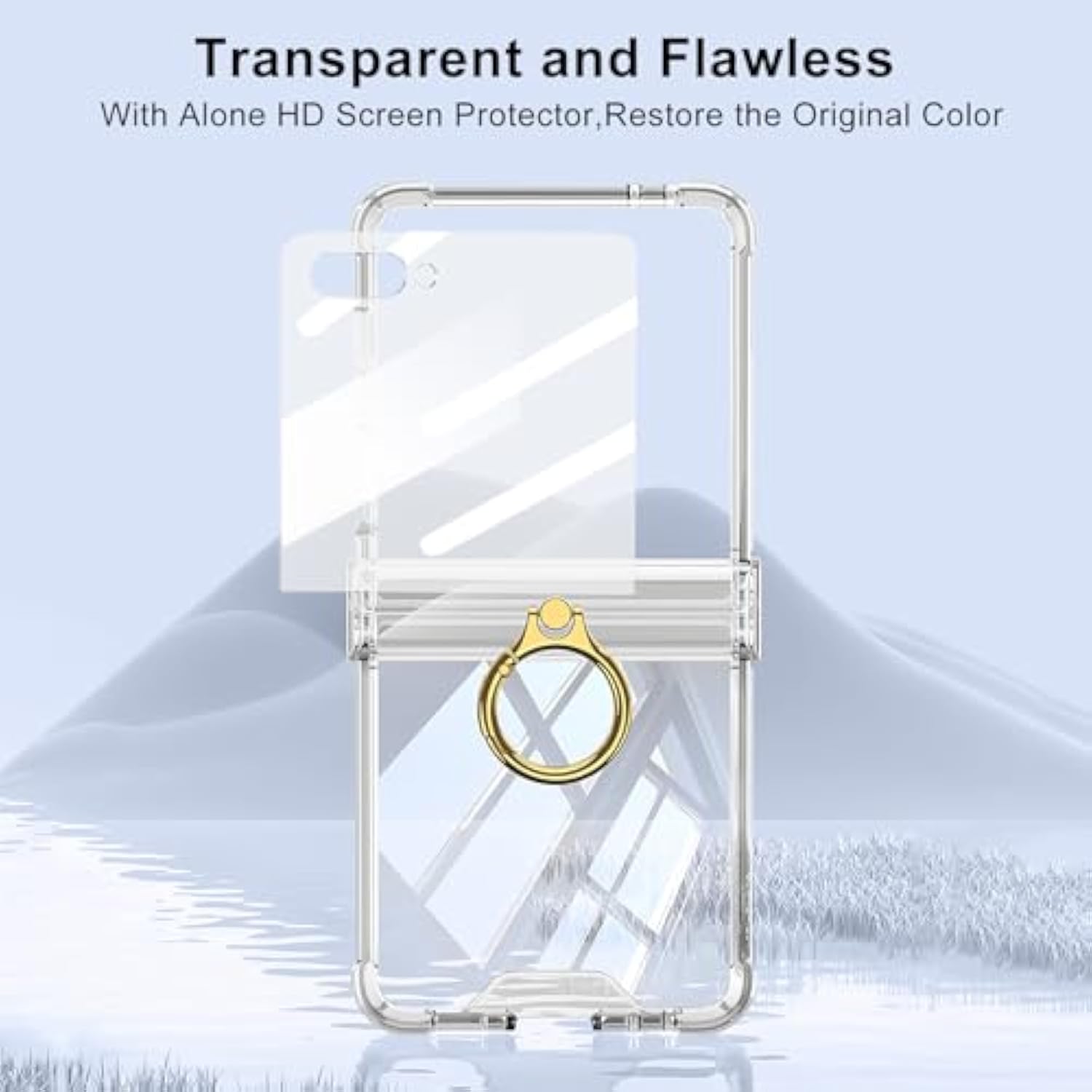 For Samsung Galaxy Z Flip 7 Clear Case Hinge Protection With Ring Holder & Screen Protector Soft All-Inclusive Shockproof Cover For Samsung Galaxy Z Flip 7 (Full Clear)
