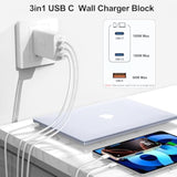 100W Usb C Charger Block,2Pack 3-Port Pd&Ac Gan Super Fast Usb C Charging Block Wall Charger Adapter Plug For Macbook Pro/Macbook Air,Ipad Pro/Air/Mini,Iphone 16E/15Pro,S25/S24/S23 And More