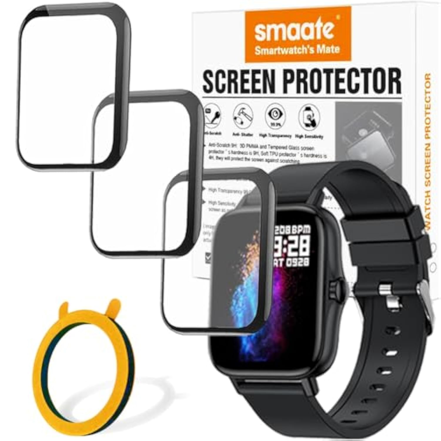 3D Screen Protector 1.69” Or 1.7” Compatible With Emomir Id208Bt, Skg V7 V7 Pro, Laret I18, Boquaw P90, A-Tgtga Y22 Pro, Wzwneer Y20Gt, Choiknbo Ts29A, Hwagol G20, Aktin I13, T42 Smartwatch