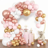 153Pcs Rose Gold Balloon Garland Arch Kit, Different Sizes 18 12 10 5 Inch Pink White Gold Latex Metallic Confetti Balloons For Girls Graduation Birthday Bridal Baby Shower Party Decorations
