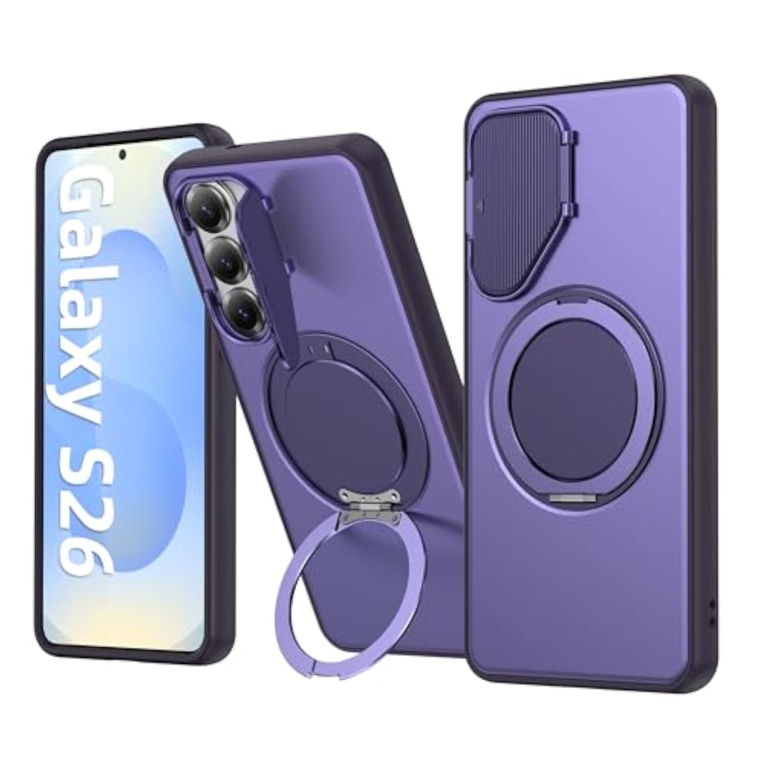 Purple Samsung Galaxy S26 Case with O-Ring Stand Flip Camera Cover