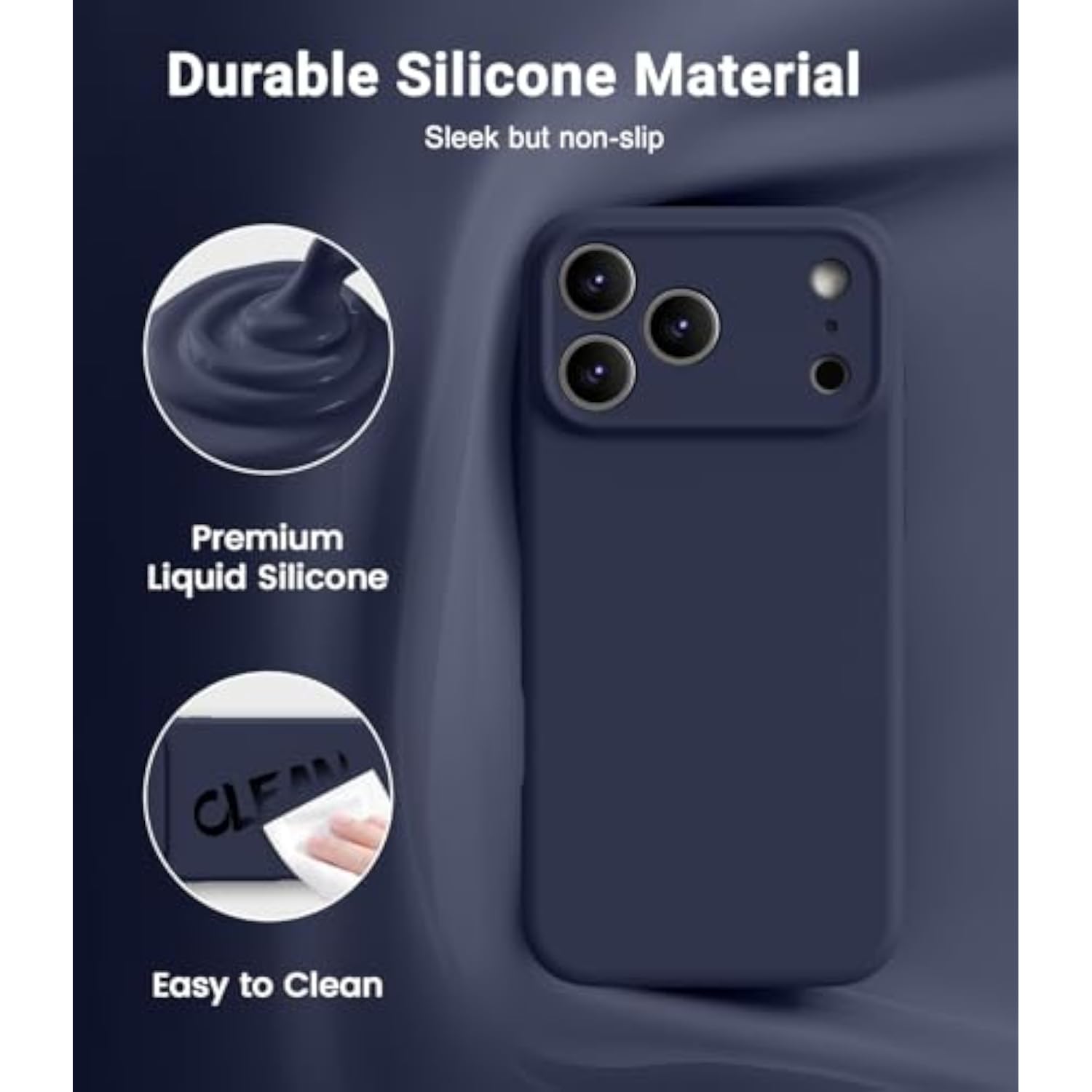 Midnight Blue Magnetic Case for iPhone 17 Pro, Compatible with Magsafe, Classic Liquid Silicone Phone Case with Integrated Camera Control Button and Anti-Scratch Microfiber Lining