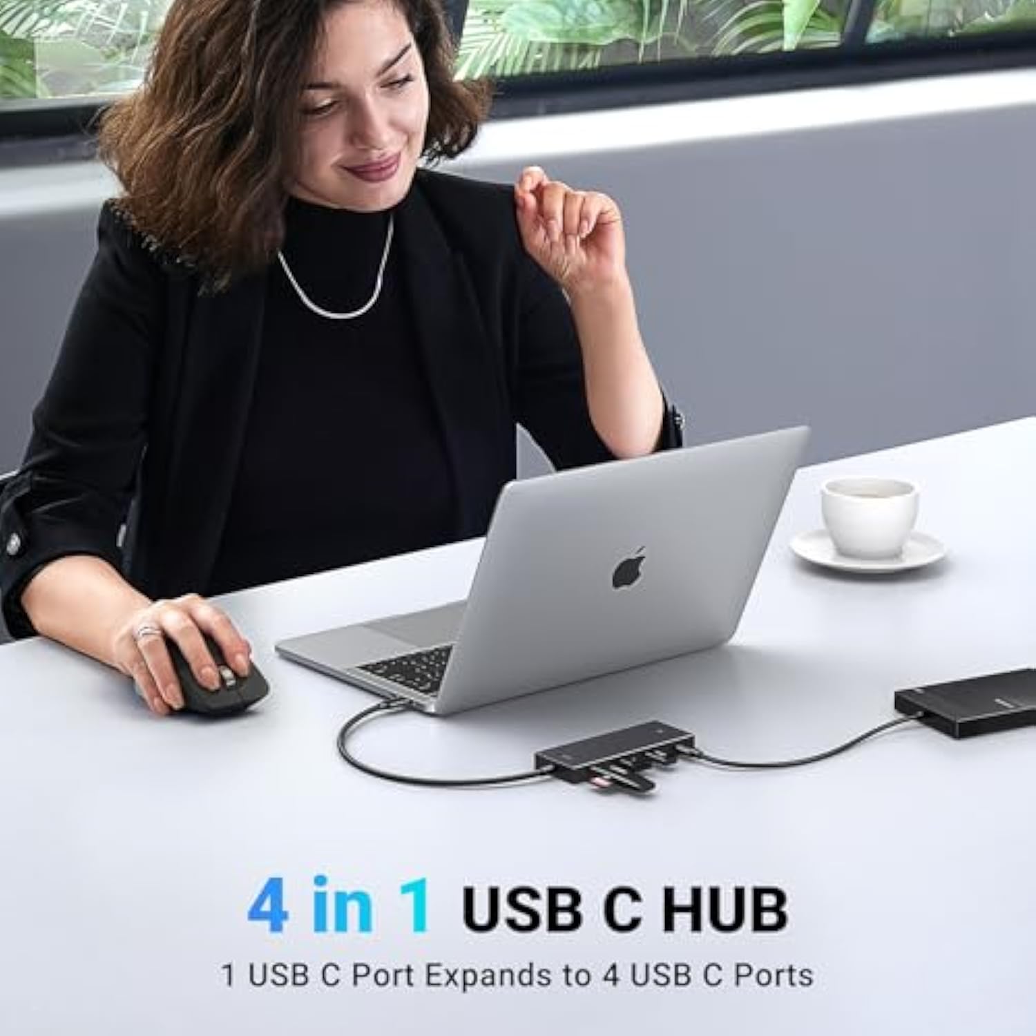 UGREEN USB-C Hub 4-Port 10Gbps Data Only USB 3.2 Hub Multiport Adapter Compatible with MacBook Pro, MacBook Air, iPad Pro, iPad mini 6 and iPhone 15, Plug and Play 0.3ft Cable