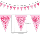 Pink Ribbon Pennant Banner for Breast Cancer Awareness Party Decorations, Pink Ribbon Banner for Breast Cancer Prevention Month, Fabric Hanging Banner for Breast Cancer Awareness Scene