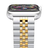 Compatible With Apple Watch Ultra 2 Band 49Mm 46Mm 45Mm 44Mm 42Mm,Stainless Steel Heavy Band With Butterfly Folding Clasp Link Bracelet For Iwatch Ultra Series 10/9/ 8/7/6Men,Silver/Gold