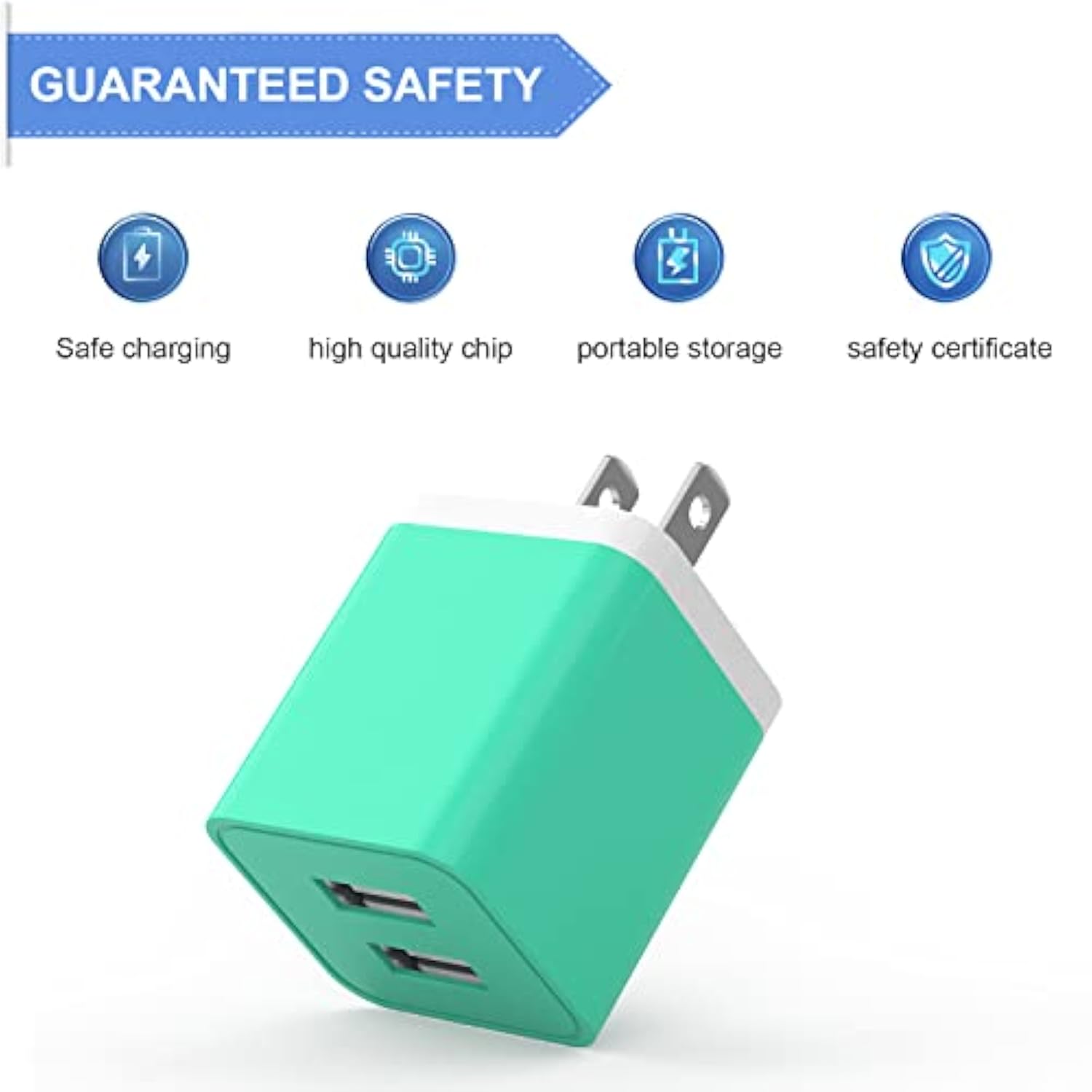 6-Pack USB Wall Charger, 2.4A Dual Port Power Adapter for iPhone & Android