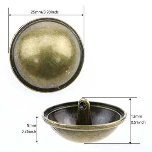 10Pcs Bronze Mushroom Domed Buttons 25Mm Antique Brass Dome Buttons Ro