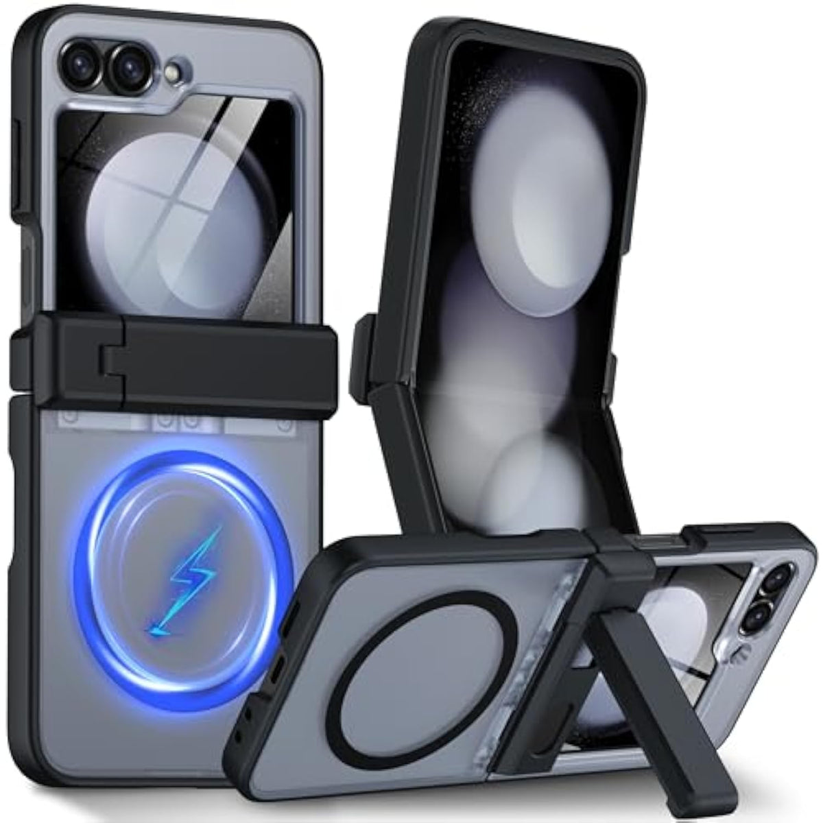 For Samsung Galaxy Z Flip 6 Case Compatible With Magsafe [Hinge Protection? Kickstand][Built-In Screen Protector] 12Ft Military Shockproof Full Body Phone Case For Galaxy Z Flip 6 (Black)