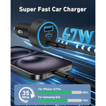 Usb C Car Charger, 2Pack 3-Port 67W Dual Usb-C & Usb-A Car Phone Charger Accessories Cigarette Lighter Fast Charging Adapter For Iphone 16 16E 15 14 13 12 Pro Max, Ipad, Samsung S25 S24, Pixel, Tablet
