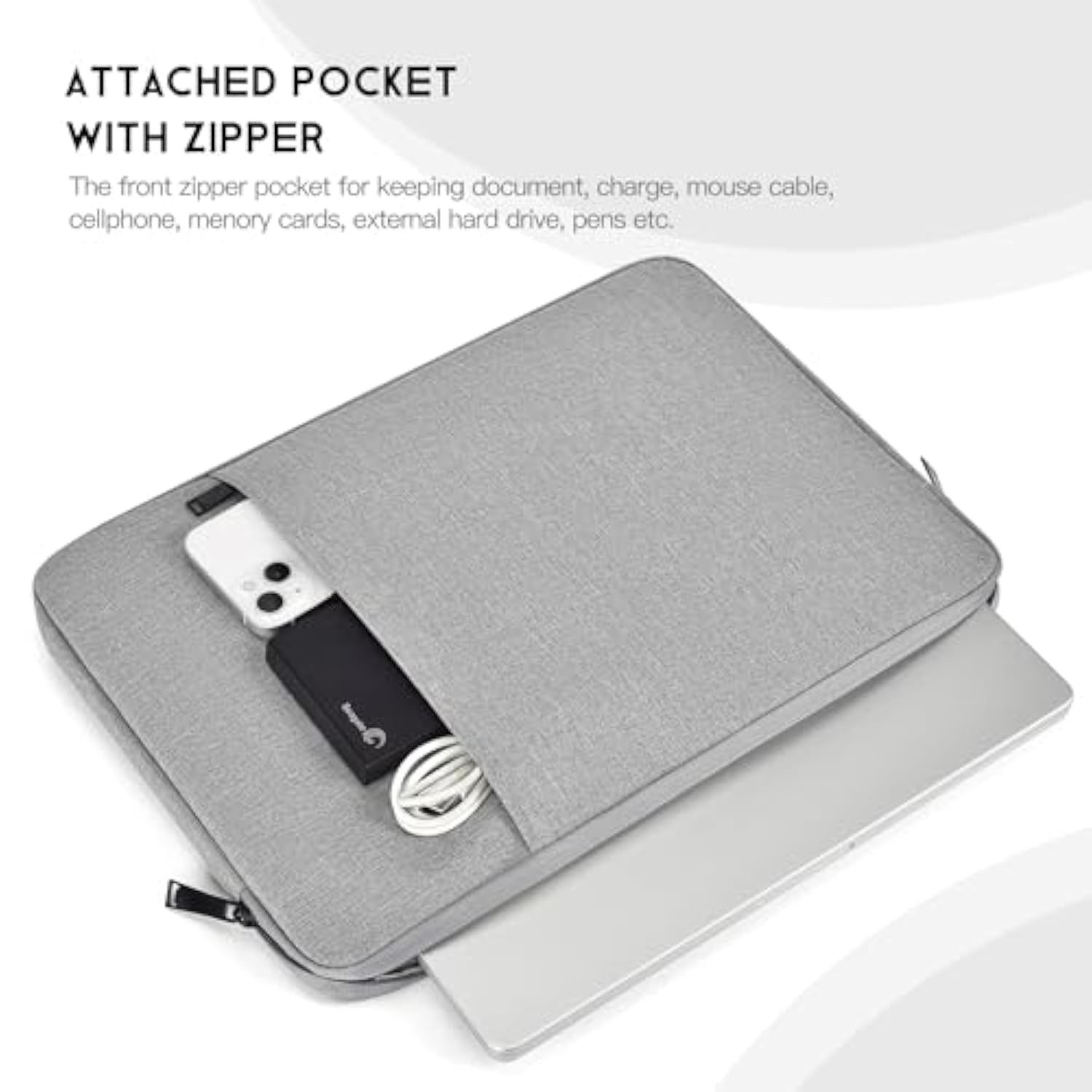 14 Inch Laptop Sleeve Case For Hp Lenovo Dell Asus Acer Chromebook 14, Hp Stream 14, Dell Xps 15, Inspiron 14, Lenovo Ideapad 14, Asus Zenbook 14, Razer Blade 15 Water-Resistant Computer Bag -Grey
