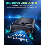 Power-Bank-Portable-Charger - 40000Mah Power Bank Support Pd 30W And Qc4.0 Fast Charger With Built-In 2 Output Cable And Led Display For Iphone And Android Phones And Most Electronic Devices
