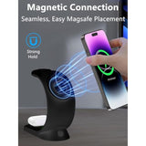 Mag-Safe 3 In 1 Wireless Charging Station, [6-Color Rgb Light] 15W Fast Magnetic Wireless Charger Stand For Multiple Devices Apple, For Iphone 16 15 14 13 12 Pro Max/Plus/Pro, For Iwatch 2 To 9