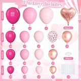 Pink Balloons Arch Garland Kit, Different Sizes 18 12 10 5Inch Hot Pink Pastel Latex Metallic Confetti Heart Foil Balloon For Girls Women Wedding Engagement Birthday Party Decorations