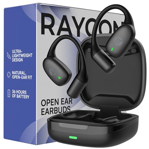 Essential Open Ear Earbuds Open Ear Headphones, Earbuds Wireless Bluetooth, Sweat & Water-Resistant Earphones, Running Headphones With Ultra-Lightweight Design, 36 Hours Battery Life (Black)