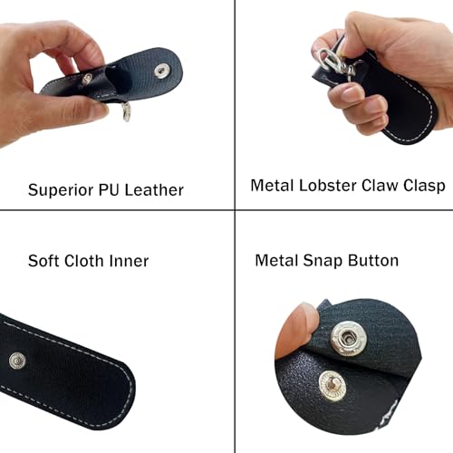 Anti Lost Usb Flash Drive Leather Holder, 2 Pcs Leather Usb Protective Case For Alloy Shark Buckle Lightweight Portable (Black+Brown, Large+Small)