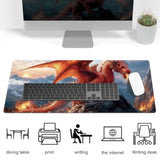 Red Dragon Large Mouse Pad, Extended Gaming Desk Mat 27.5X11.8 Inches With Non-Slip Rubber Base & Stitched Edges, Waterproof Desk Mat For Office, Home, Laptop, And Computer Keyboard