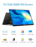 Portable Monitor - 14.0" Usb C Hdmi Travel Monitor For Laptop, Fhd 100% Srgb, Built-In Kickstand & Speakers, Second Screen And External Monitor For Macbook Xbox Ps4/5 Switch