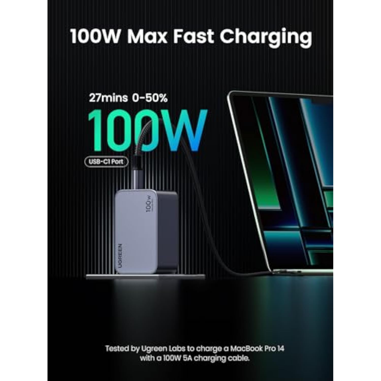 Ugreen Nexode Pro 100W Usb C Charger, 3-Port Gan Compact Fast Pps Wall Charger For Macbook Pro/Air, Pixelbook, Ipad Pro, Iphone 15 Pro/14, Galaxy S23/Note20, Pixel 8, Steam Deck And More
