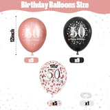 50Th Birthday Decorations For Women, Pack Of 15 Happy 50Th Birthday Balloons Black Rose Gold Confetti Latex Helium Balloons For Her Age 50 Years Old 50Th Birthday Party Decor Celebration Supplies