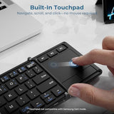 Foldable Keyboard With Touchpad, Bk08 Portable Tri-Folding Bluetooth Keyboard For Ipad, Iphone, Windows, Mac & Android  Connect Up To 3 Devices