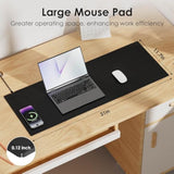 Magnetic Mouse Pad With Wireless Charging, 31'' X 11.7'' Extra Large Desk Pad, Waterproof And Scratch-Resistant Mousepad, Charcoal Black Computer Mouse Mat For Macbook, Pc, Laptop