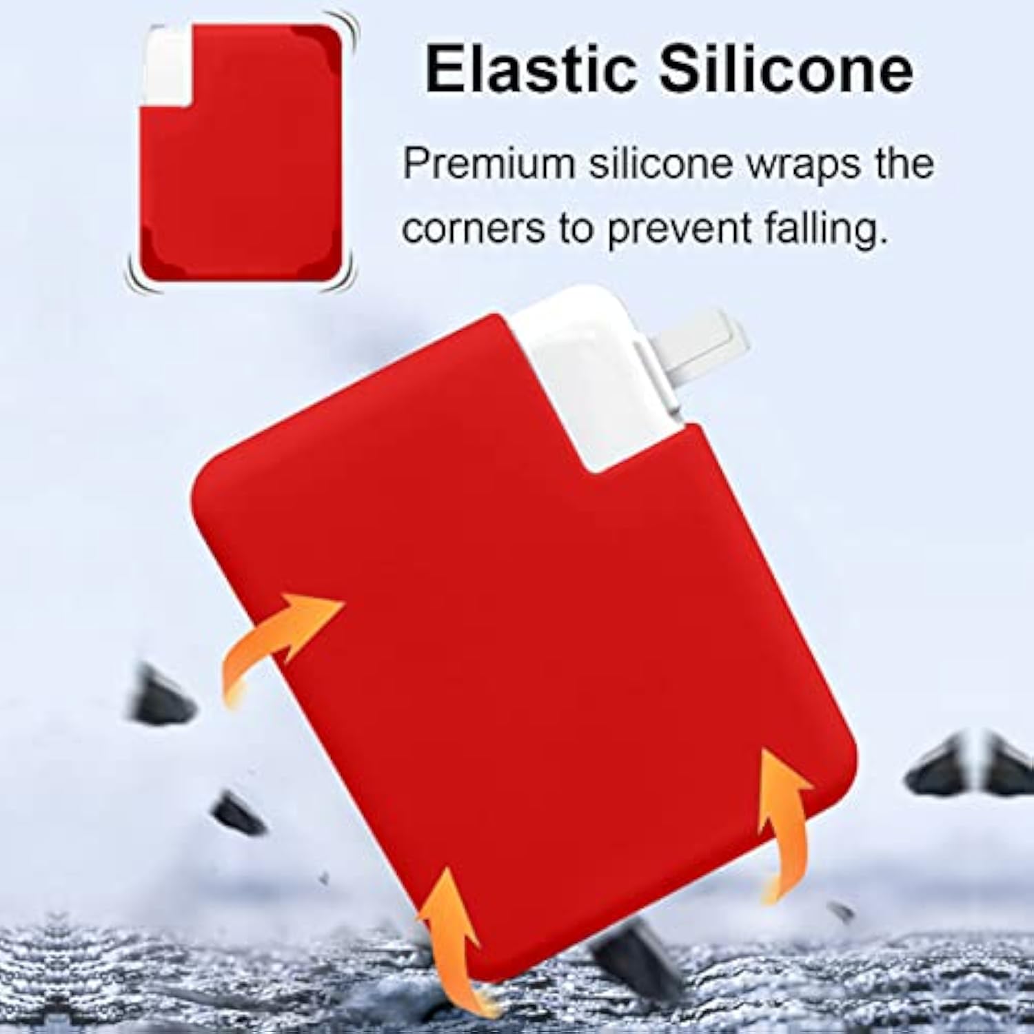 30W / 35W Charger Protective Sleeve Case For Macbook Air 15 13 Inch M2 A2941 2023 A2681 2022 2020 M1 A2337 A2179 Soft Silicone Power Adapter Cover For Mac 13 Inch Air A1932 2019 2018, Red
