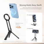 ULANZI MA30 Magnetic Phone Tripod Stand for iPhone - Aluminium Maglock Smartphone Mini Tripod Pocket Cell Phone Stand Strong Magnet Quick Mount Compatible with iPhone 16 15 14 13 12 Series, Black