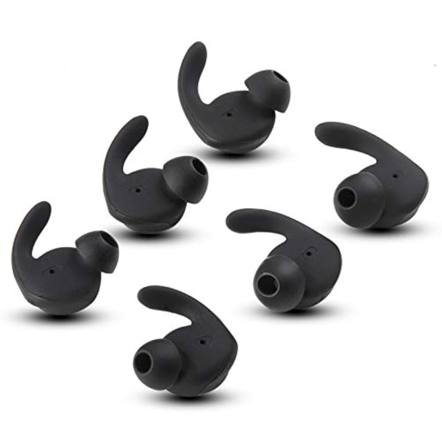 6Pcs Earbuds Cover In-Ear Tips Soft Silicone Skin Earpiece Ear Hook Buds Replacement For Hua-Wei Xsport/Honor Am61 Sports Bluetooth Headset, S/M/L, Black