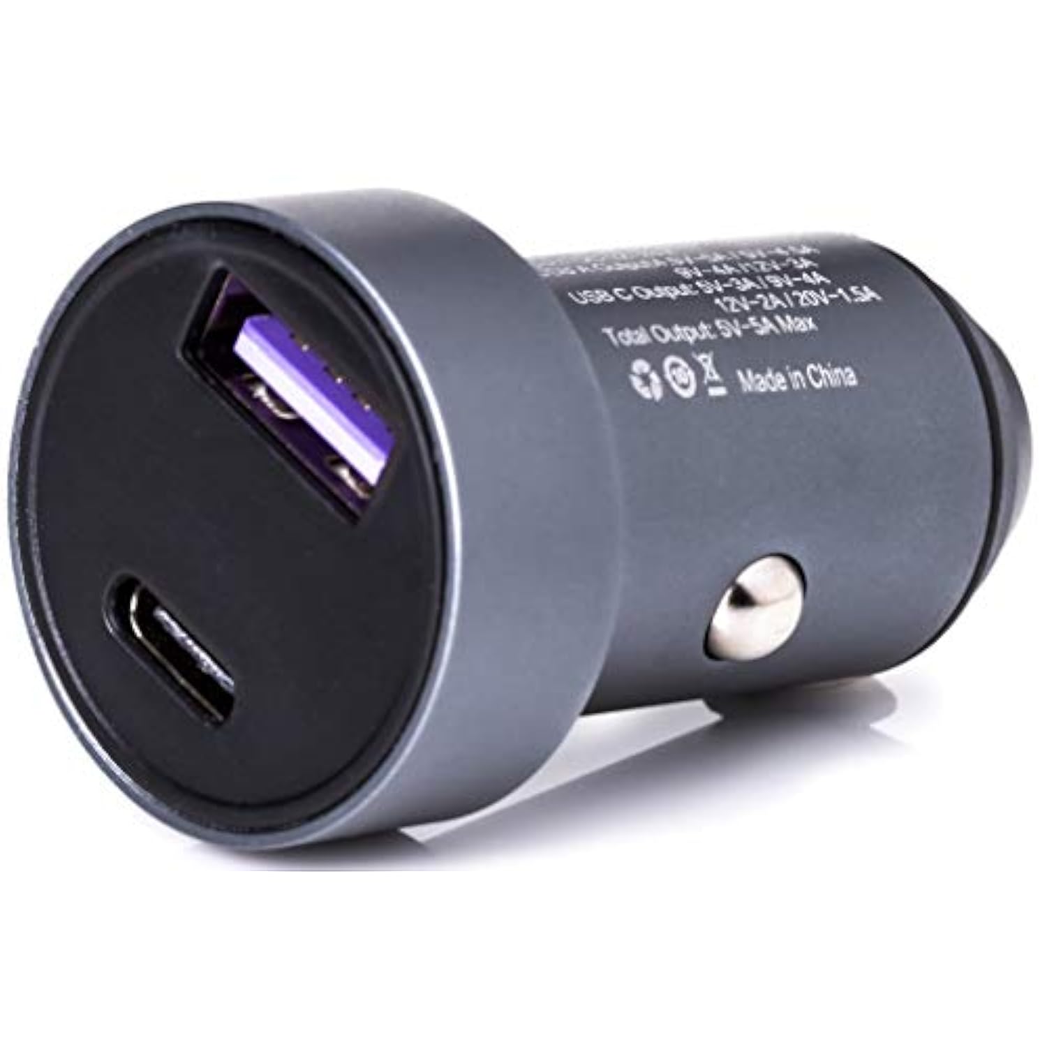 36W Dual Usb Type C Pd 3.0 (18W) + Usb A Qc4.0 (18W) Mini Fast Car Charger Adapter With Built-In Led Voltmeter