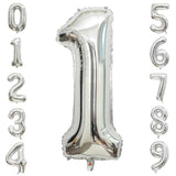 Silver Number 1 Balloon,40 Inch Large Number Foil Mylar Balloons For 1St Girl Boy Birthday Party Celebration Decoration Supplies, Big Digital Balloons For Wedding Anniversary Events Decor