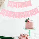Happy Birthday Banner Pink, Pre-Assembled Reusable Imitated Burlap For Women Girls Party Decorations