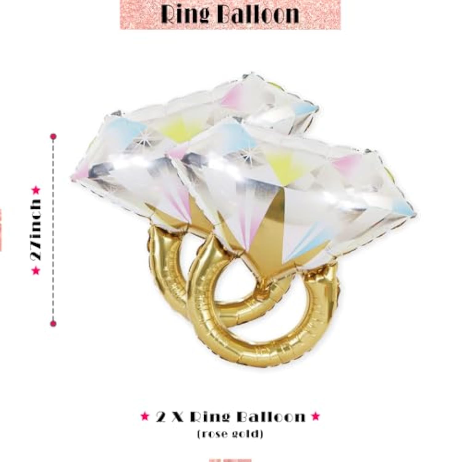 Partyforeve 2 Gold Glitter Ring Bachelorette Balloons 40In Bottle Glass Bridal Decor