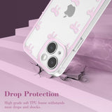 iPhone 15 Clear Bow Ribbon Case Pink Slim TPU Camera Protection