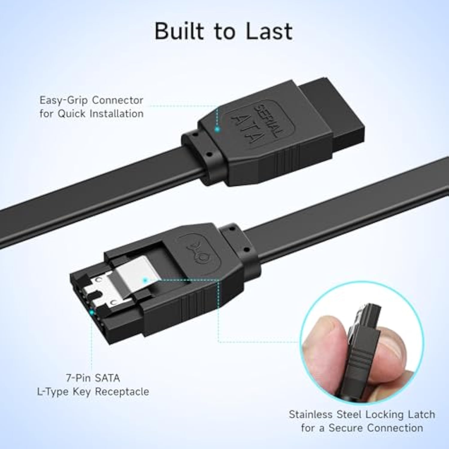 Cable Matters 3-Pack SATA III 6.0 Gbps SATA Cable 18 Inches (SATA Cable for SS