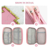Personalized Electronics Travel Organizer Cable Management Case Phone Charger Charging Cords Tech Accessories Pouch, Unique Trip Gifts For Women Traveler College Teen Girls Vacation Pink