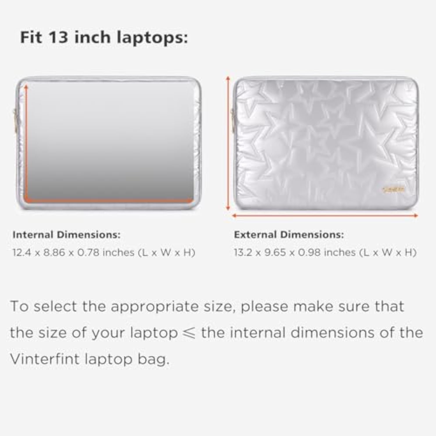 13 Inch Laptop Sleeve Case For 13" Macbook Air M4/M3 2025-2018, Macbook Pro 13, 13" Latitude 5350/7320/7350, 13.4" Dell Xps 13, 13" Thinkpad X13 Gen / L13 Gen 5, Hp Laptop Bag Cover, Silver