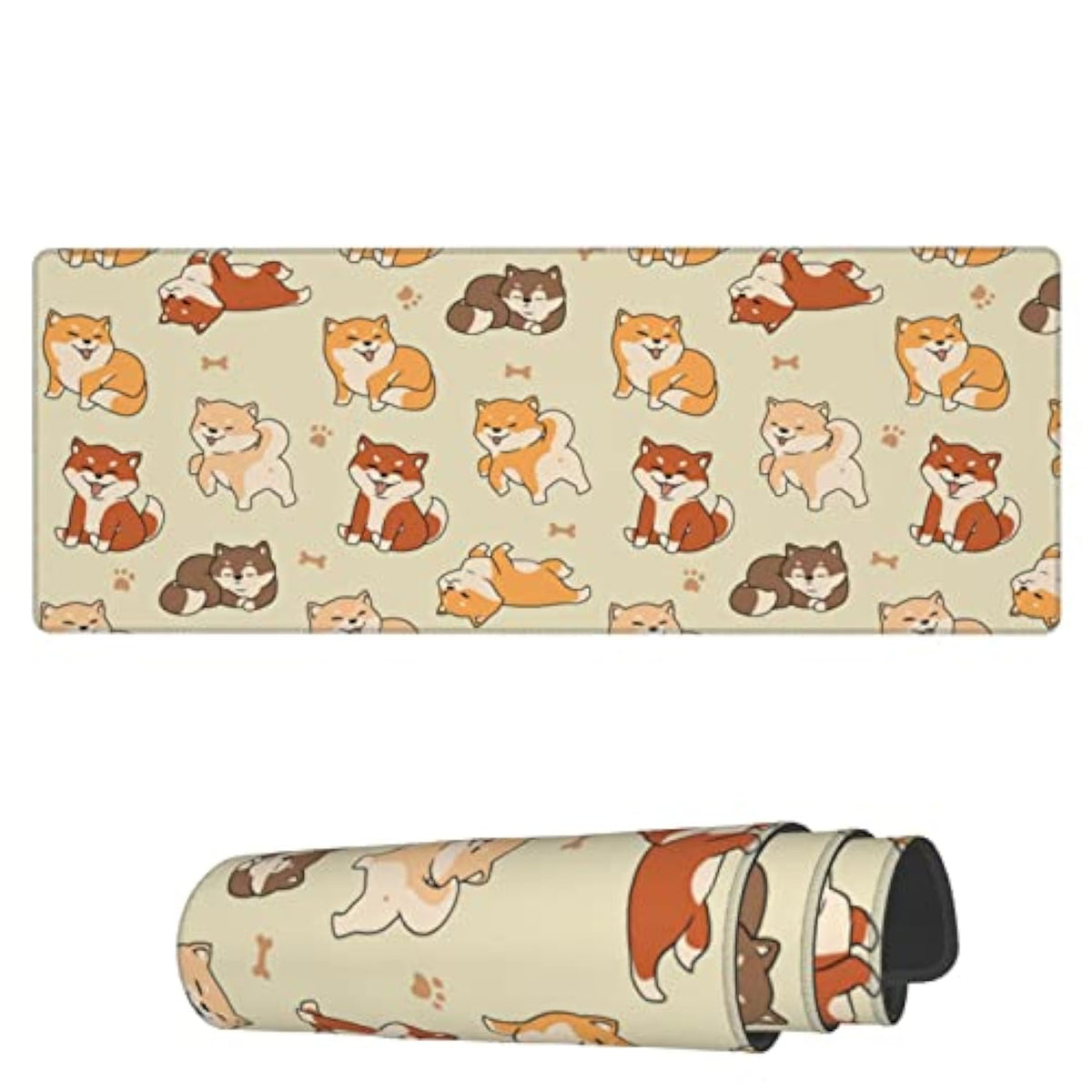Laptop Mouse Pad Lovely Shiba Inu Dogs Desk Mat With Stitched Edges 31.5X 11.8 Inch Non-Slip Large Keyboard Rubber Writing Table Mat For Office Home