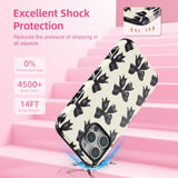 Case For Iphone 16 Pro Max, Aesthetic Black Ribbon Bow Phone Case For Girls Women, Protective Hybrid 2-Layer Hard Shell Silicone Cover Durable Shockproof Phone Cover - Beige